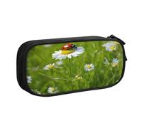 EnkzpoHen Trousse de voyage haute capacité avec fermeture éclair double couche Motif Ladybug Daisy Print, Noir , Taille unique, Ensemble cartable