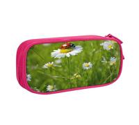 EnkzpoHen Trousse de voyage haute capacité avec fermeture éclair double couche Motif Ladybug Daisy Print, rose, Taille unique, Ensemble cartable