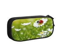 EnkzpoHen Trousse de voyage haute capacité avec fermeture éclair double couche Motif Ladybug Daisy Print, Noir , Taille unique, Ensemble cartable