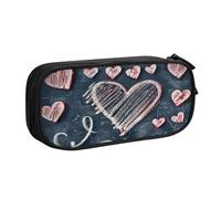 EnkzpoHen Trousse de voyage haute capacité avec inscription « I Love You Words with Hearts » - Pour le bureau et la maison - Fermeture éclair double couche, Noir , Taille unique, Ensemble cartable