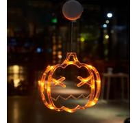 ENLACE Applique murale LED citrouille d'Halloween avec ventouse, décoration éclairée orange, fonctionne avec piles