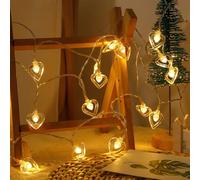 ENLACE Guirlande lumineuse à LED en forme de cœur - 3 m - 20 LED - Fonctionnement à piles - Blanc chaud - Pour la Saint-Valentin, un mariage, Noël, une fête