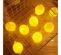 ENLACE Guirlande lumineuse au citron - 1,5 m - 10 LED - En forme de citron - Fonctionne avec piles - Pour terrasse, salon, bar, fête, mariage, jardin, décoration de Noël, intérieur et extérieur