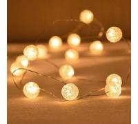 ENLACE Guirlande lumineuse en forme de boule de cristal, 30 mètres, guirlande lumineuse à fissure en cristal, alimentée par piles, guirlande lumineuse intérieure pour mariage, Noël, Saint-Valentin