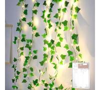 ENLACE Guirlande lumineuse LED - 5 m - 50 LED - Lierre artificiel - Avec guirlande lumineuse - Guirlande lumineuse avec feuilles - Guirlande lumineuse pour mariage, chambre d'enfant, intérieur