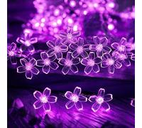 ENLACE Guirlande lumineuse LED en forme de fleur de cerisier - Violet - 6 m - 40 LED - Fonctionne avec piles - Avec fonction clignotante - En forme de fleur - Éclairage décoratif