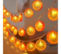 ENLACE Guirlande lumineuse orange, 1,5 m, 10 LED, en forme de disques d'orange, guirlande lumineuse citrons, lumière décorative pour terrasse, salon, chambre à coucher, fête, mariage, carnaval