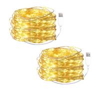 ENLACE Lot de 2 guirlandes lumineuses LED avec USB, 5 m, 50 LED, fil de | Micro guirlande lumineuse blanc chaud pour Noël, Halloween, mariage, chambre à coucher, décoration intérieure