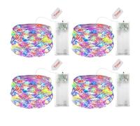 ENLACE Lot de 4 guirlandes lumineuses LED à piles avec minuteur - 3 m - 30 LED - Fil de cuivre - Guirlande lumineuse d'intérieur à piles - Guirlande lumineuse colorée avec minuterie - Pour Noël
