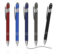 ENLACE Stylo à bille ergonomique de haute qualité 5 pièces, Stylos Bille noir à prise en main antidérapante, set de stylos à bille en métal Kuli de grande capacité pour le bureau et la maison
