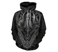 ENLACHIC Sweat à capuche Viking Totem à manches longues avec impression numérique 3D pour homme, Totem Viking Odin, 6X-Large