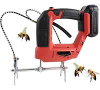 Enlève-Abeilles Électrique Portable, Secoueur de Cadres de Ruche sans Fil Rechargeable avec Commande à 4 Vitesses, Poignée Antidérapante pour Matériel d'Apiculture et Récolte de Miel,Red-2Battery