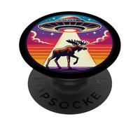 Enlèvement de vaisseau spatial extraterrestre par un orignal PopSockets PopGrip Adhésif