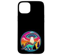 Enlèvement de vaisseaux spatiaux extraterrestres par un dinosaure stégosaure Coque pour iPhone 15 Plus