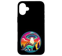 Enlèvement de vaisseaux spatiaux extraterrestres par un dinosaure stégosaure Coque pour iPhone 16 Plus