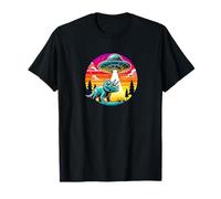 Enlèvement de vaisseaux spatiaux extraterrestres par un dinosaure tricératops T-Shirt