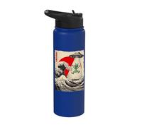 Enlèvement d'ovni extraterrestre drôle Great Wave Kanagawa Anime Anime Alien Stainless Steel Insulated Water Bottle