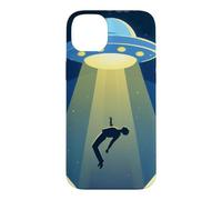 Enlèvement Humain OVNI Silhouette Ciel Nocturne OVNI enlèvement Extraterrestre Coque pour iPhone 14 Plus