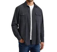 Enlision Chemise Homme Velours Côtelé Veste Décontractée Boutonnée Surchemise Rétro Coupe Ample Toucher Doux Haut de Mi-Saison Gris foncé XL