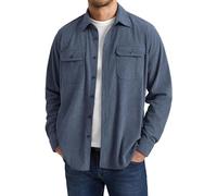 Enlision Chemise Homme Velours Côtelé Veste Décontractée Boutonnée Surchemise Rétro Coupe Ample Toucher Doux Haut de Mi-Saison Bleu grisâtre 2XL