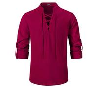 Enlision Chemise médiévale pour Homme Cosplay Viking Steampunk Vampire Renaissance Gothique Victorien Bourgogne L