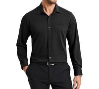 Enlision Chemise Noire Homme Manches Longues Infroissable sans Repassage Coupe Classique pour Affaires Bureau Formel Funérailles avec Boutons Et Poche L