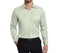 Enlision Chemise Vert Sauge Homme Manches Longues Extensible sans Repassage Infroissable Coupe Classique avec Boutons et Poche pour Bureau Cérémonie ou Funérailles M