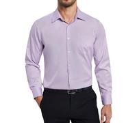 Enlision Chemise Violette Homme Manches Longues Extensible sans Repassage Infroissable Coupe Classique Boutons Poche Bureau Mariage Tenue Formelle L