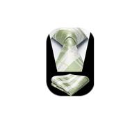 Enlision Cravate Homme Carreaux Cravate Vert Sauge Homme et Pochette Reglable Cravate de Soie et Mouchoir Ensemble Tartan Cravattes pour Mariage Noces