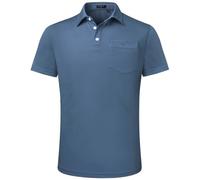 Enlision Polo Bleu Indigo Homme Manches Courtes Polos de Sport Golf Casual d'été Business T-Shirt avec Poche Regular Fit S