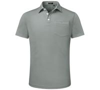 Enlision Polo Gris Homme Manches Courtes Polos de Sport Golf Casual d'été Business T-Shirt avec Poche Regular Fit XXL