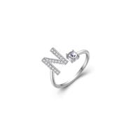 ENLONA MO Bague initiale pour femme, bague avec lettre initiale pour femme, 6-7,5 anneaux réglables pour femme, Acier allié, Aucune pierre précieuse