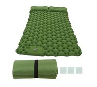 Enlybee Matelas de couchage gonflable ergonomique avec pompe intégrée, membrane étanche, matériau en nylon, sac de rangement inclus, idéal pour le bureau, le camping en plein air et la randonnée (vert