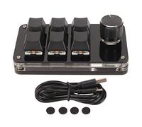Enlybee Mini Clavier à 6 Touches avec Bouton Rotatif, Interrupteur Bleu rétroéclairé RVB, Connexion Filaire, programmable à Monter soi-même, d'une Seule Main, pour Le Bureau, Les Jeux, la (Black)