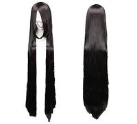Enma Ai Diumumkan Rei Akiyama Mio 120Cm Hitam Panjang Lurus Sintetis Penuh Poni Cosplay Wig Anime Tahan Panas + Topi Wig