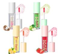 EnMart 4 Unité Huile À Lèvre, Transparent Gloss Brillant A Levre, Lip Oil, Lèvres Aromatisés Aux Fruits, Rouge À Lèvres Liquide Brillant Hydratant, Baume À Lèvres, Glaçure À Lèvres Fruitée pour Women