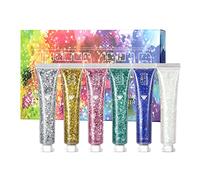EnMart 6 gels pailletés pour le corps, gel crème pailleté diamant, maquillage liquide pailleté longue tenue, gel scintillant épais pour le corps, le visage, les yeux, les cheveux