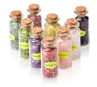 EnMart 9 Pièces Bouteilles Pierres Précieuses, Kit de Collecte de Pierres en Crystal de Guérison, Gravier de Quartz Naturel Souhaitant Une Bouteille pour Reiki, Guérison, Méditation, Décoration