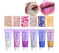 EnMart Paillettes pour le corps, kit de gel pailleté pour cheveux, maquillage scintillant pour le visage, fard à paupières liquide pailleté, paillettes pour le visage, gel holographique, 50 ml