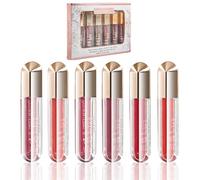 EnMart Set Gloss À Lèvres, Rouge à Lèvres Liquide, Ensemble De Vernis À Lèvres Brillants À Paillettes, Brillants À Lèvres en Velours Mat, Teinte À Lèvres, Couleur Chair, Imperméable, Maquillage