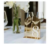 ENmrfvkz Porte-numéros de Table, Porte-numéros de Table Mariage, Miroir doré, Signes 3D, décor avec Support, numéros 1-20