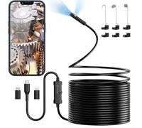 Ennovor Caméra Endoscopique Double Lentille 10M avec Lumière, 1920P HD Camera Inspection Canalisation Serpent avec 8 LED Camera d'inspection 3 en 1 USB, pour Smartphones Android et iOS