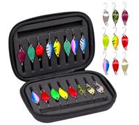 Ennoxwi 16 pièces Trout Spoon Set 2,5 g/3,5 g/5 g Appâts pour truites Accessoires de pêche Set avec boîte pour perches