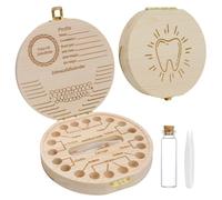 Ennoxwi Boîte à Dents en Bois pour Dents de Lait - Personnalisée avec Nom, Adaptée pour Filles Cerémonie de Baptême et Famille