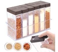 Ennoxwi Epices de Camping 6 en 1 Transparent Bocaux à épices de la Cuisine, du Sel Spice Jar Pots à Epices Plastique