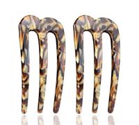 ENNSOO Lot de 2 pinces à cheveux en forme de U à trois dents, épingles françaises pour cheveux épais, épingles à cheveux en résine pour coiffage, accessoires pour cheveux, cadeaux pour femme, café