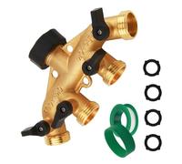 ENNSOO Répartiteur de tuyau d'arrosage 4 voies très résistant, adaptateur de tuyau de robinet de 1,9 cm en laiton avec quatre valves indépendantes pour une meilleure gestion de l'eau du robinet