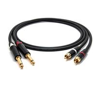 enoaudio Mogami 2534 Quad Câble Paire (L,R) Stéréo Professionnel | Neutrik Gold RCA - 6,3mm TS | HiFi - 1,0 m