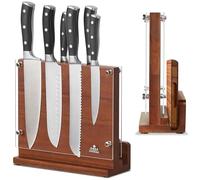 ENOKING Bloc à Couteaux Magnétique, Bloc Aimanté Double Face 26x22 CM - Porte Couteaux Aimanté en Bois d'acacia avec Plaque Protection Acrylique, Range Couteau de Cuisine Vide avec Aimant Puissant