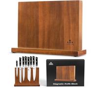 ENOKING Bloc à Couteaux Magnétique, Bloc Aimanté Double Face Bloc Couteaux Cuisine Vide, Porte Couteaux Aimanté en Bois d'Acacia Range Couteau de Cuisine avec Aimant Puissant
